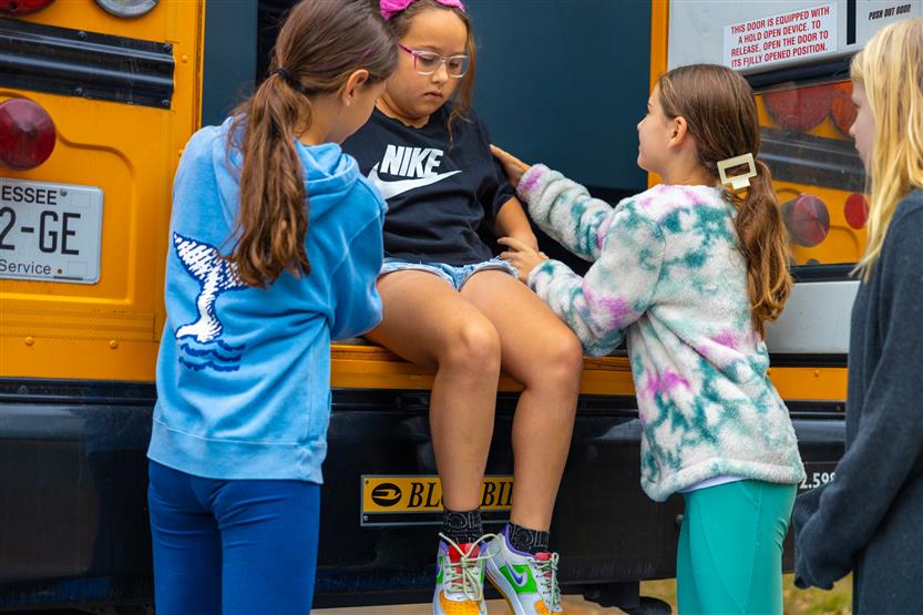 Students practice bus safety